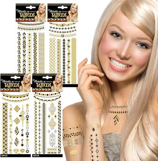Metalické dočasné tetovania – 4 štýly