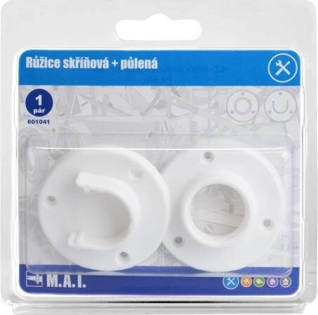 Skrinková rozeta celá a polená, biela (1 pár)