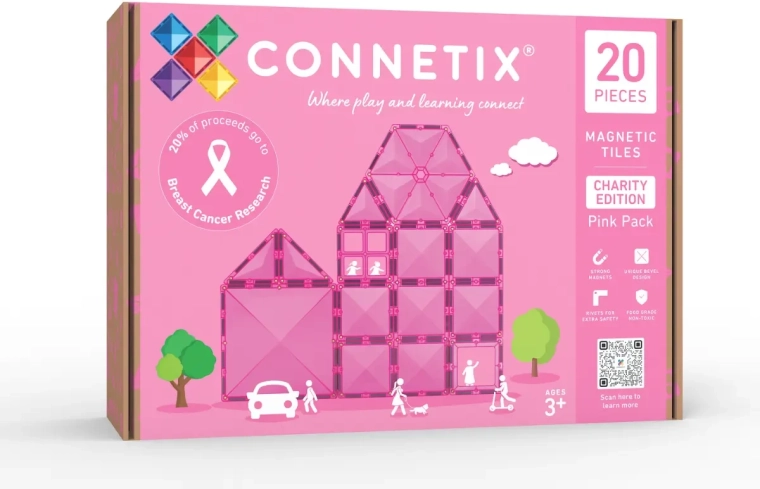 Charitatívna ružová súprava magnetických dielikov Connetix – 20 kusov