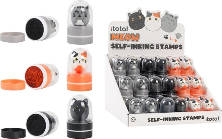 Stojan so sadou 36 pečiatok s mačičkami