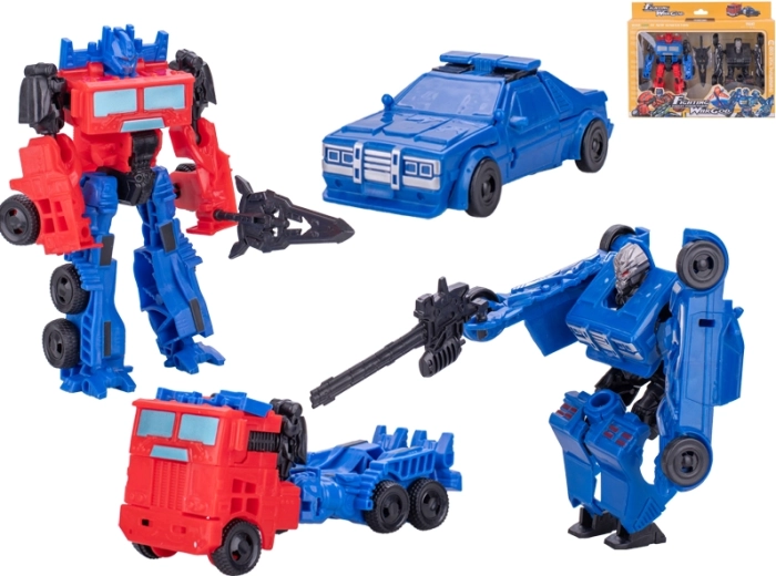 Transformujúce auto/robot 13 cm – sada 2 ks