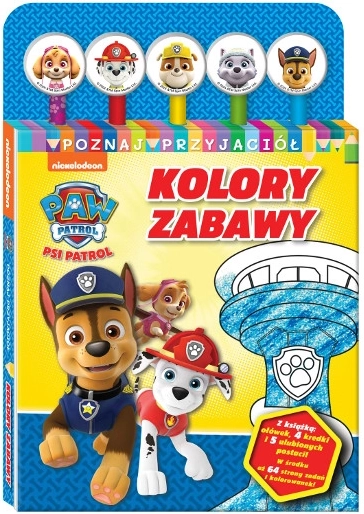 PAW PATROL Spoznaj priateľov 1: Farby zábavy – knižka so samolepkami a sadou pasteliek