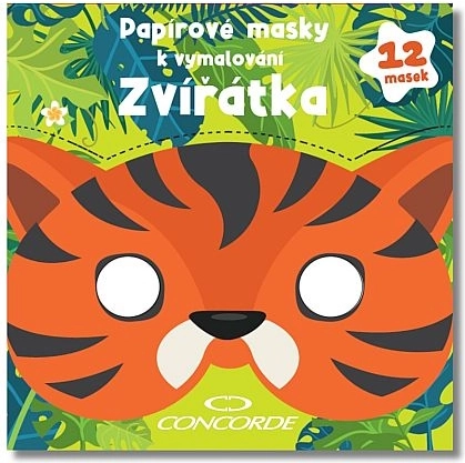 Papierové masky na vyfarbovanie – zvieratká CONCORDE, sada 12 ks