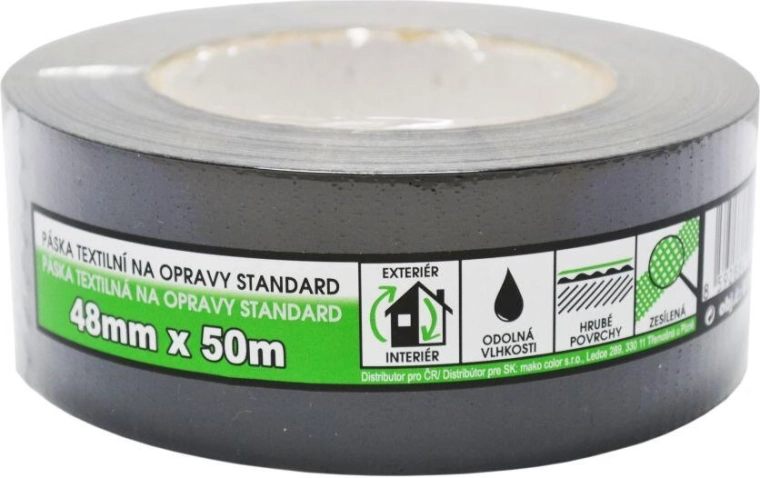 Textilná opravná páska 48 mm × 50 m čierna