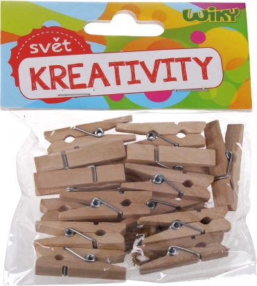 Drevené štipce 2,5 cm, 25 ks so šnúrkou