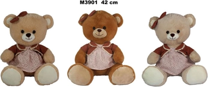 Plyšový medvedík v šatách 42 cm - 1 kus