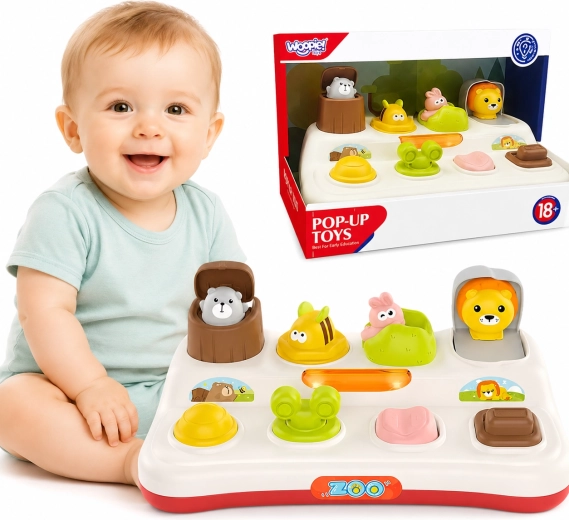 WOOPIE Baby vzdelávacia hračka Pop Up zvieratká zo zoo