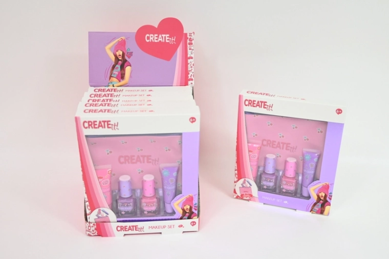 Create It! detská kozmetická sada ružovo-fialová s kozmetickou taštičkou