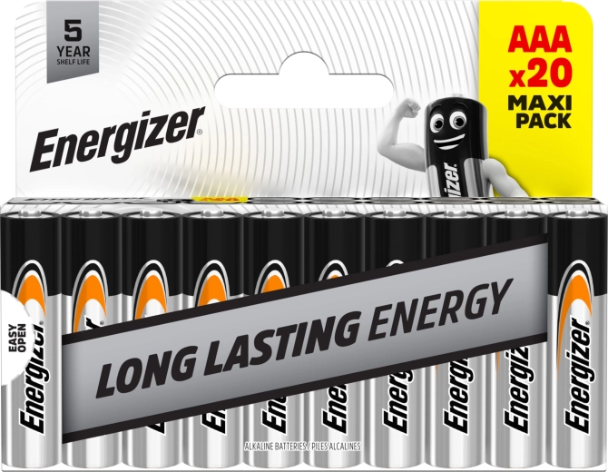 Energizer Everyday AAA alkalické batérie, 20 ks