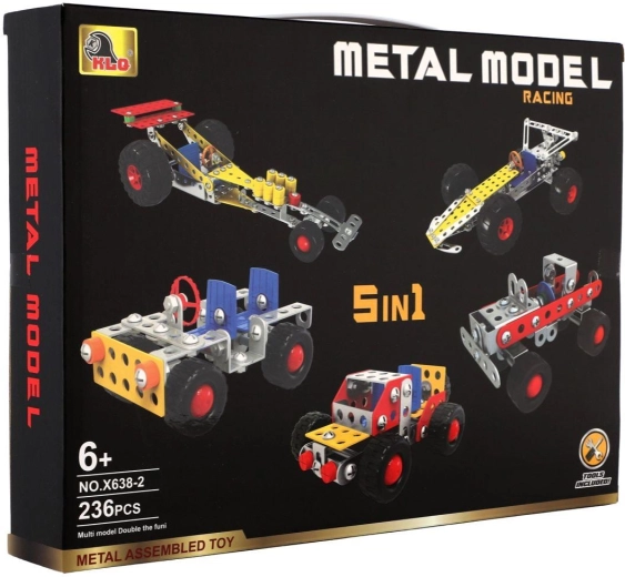Kovová stavebnica 5v1 – autá, 236 dielikov