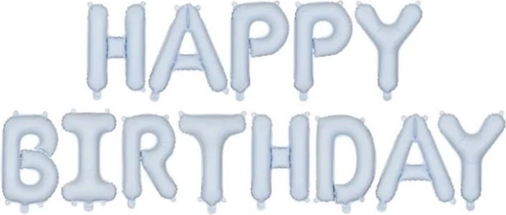 Fóliový balónik Happy Birthday matne modrý 340 × 35 cm