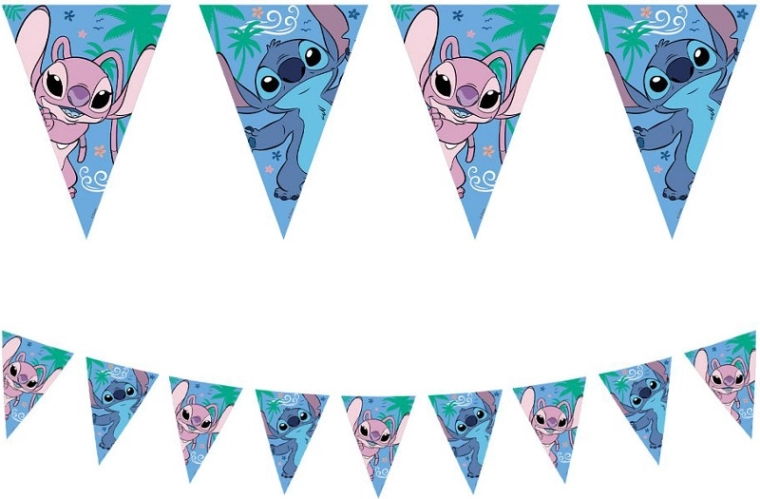 Papierový banner s vlajočkami STITCH & ANGEL Disney