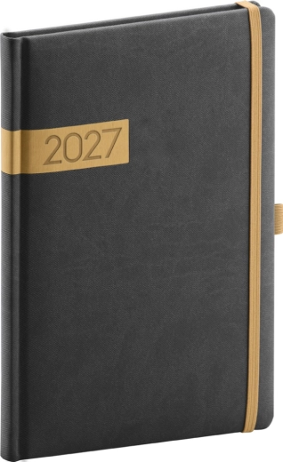 Notique týždenný diár Twill 2027 čierno-zlatý 15 × 21 cm