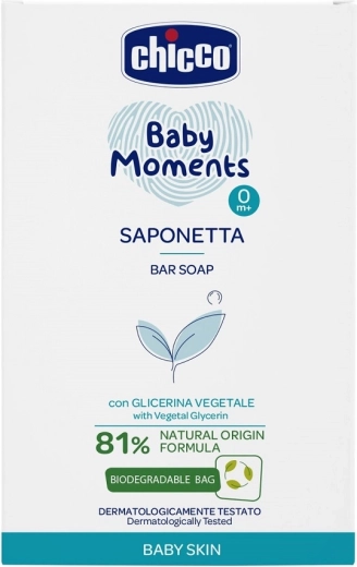 Chicco Baby Moments tuhé mydlo na ruky s rastlinným glycerínom 100 g