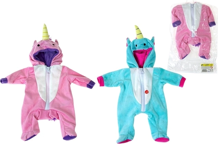 Kombinéza s kapucňou jednorožca pre bábiku 40 cm