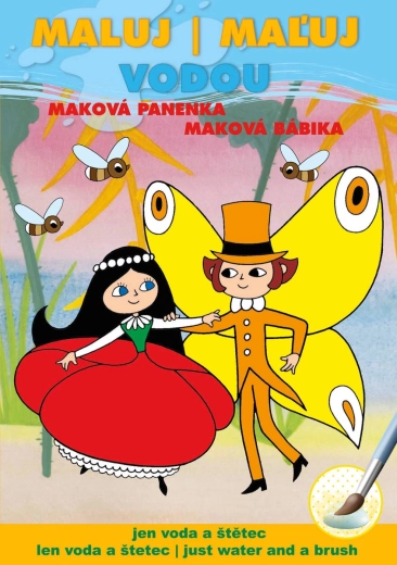 Akim maľuj vodou podľa farebných bodiek – Maková bábika A5