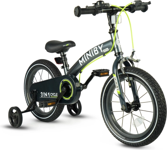 Qplay Miniby 3v1 detský bicykel 14" sivý
