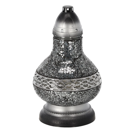 Sklenený vitrážový lampáš Karafa malá, strieborná