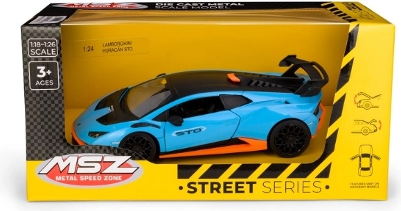 MSZ Lamborghini Huracán STO modrý model auta v mierke 1:24