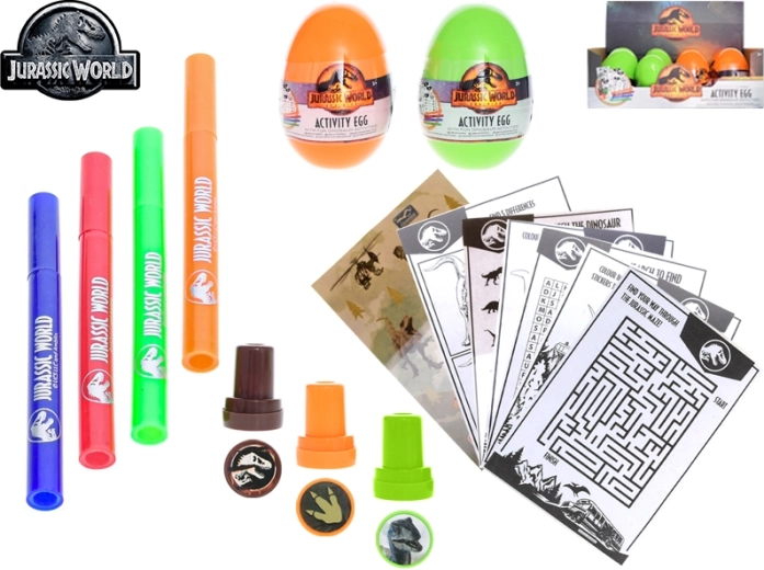Jurský svet – sada aktivít v dinosaurom vajci 16 cm, 2 farby