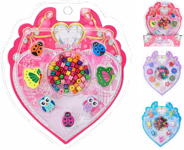 Drevené navliekacie koráliky pre deti – lienky, kvietky a zvieratká (8 ks)