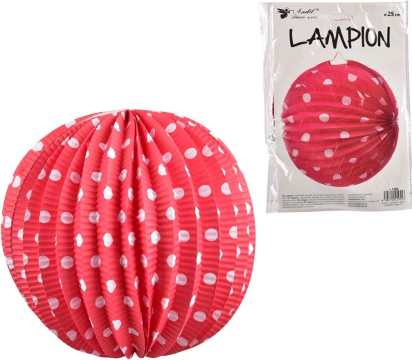 Papierový lampión s ružovými bodkami 25 cm