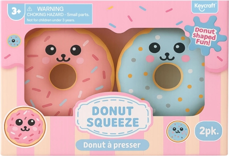 Mačkací donut s tváričkou – antistresové hračky, 2 ks