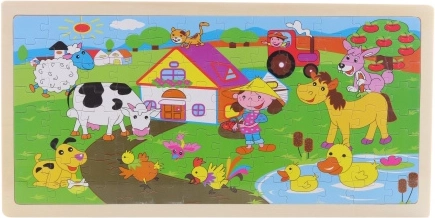 Drevené puzzle farma na doske 96 dielikov