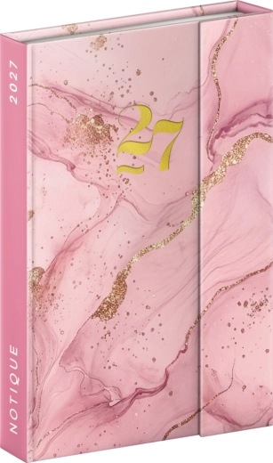 Notique magnetický týždenný diár Pink Marble 2027, 11 × 16 cm