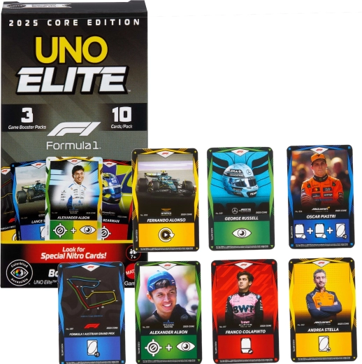 Kartové hry UNO Elite Formula 1 2025 – rozširujúci Booster Pack