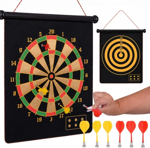 Obojstranný magnetický terč na šípky so 6 magnetickými šípkami