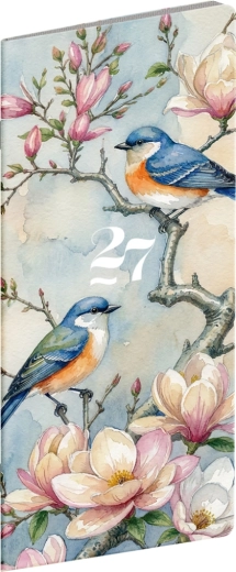 Notique vreckový diár Vtáčiky 2027 (mesačný) 8 × 18 cm