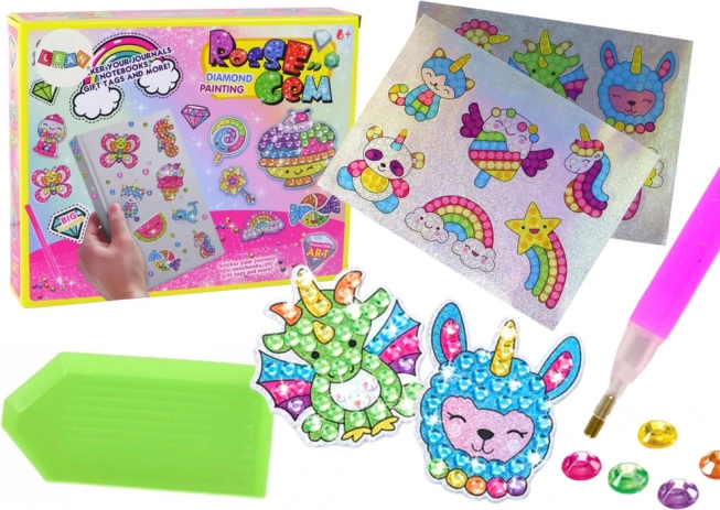 Sada diamantových samolepiek – rôzne farebné vzory