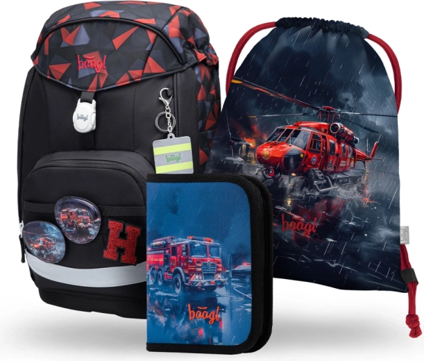 Školský set BAAGL Airy Plus Záchranári – batoh, peračník a vrecko