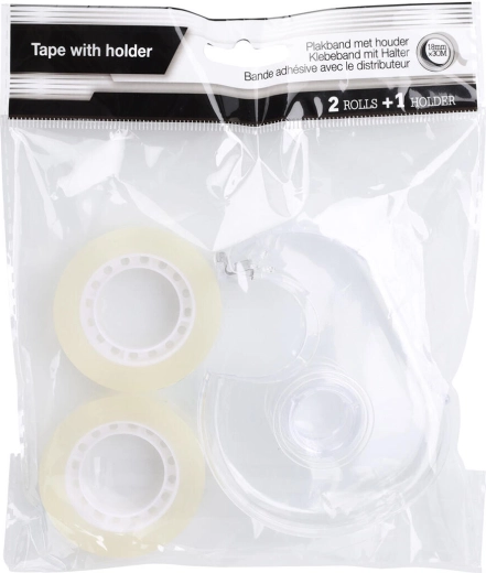 Lepiaca páska 18 mm × 30 m s odvíjačom, transparentná, sada 2 ks