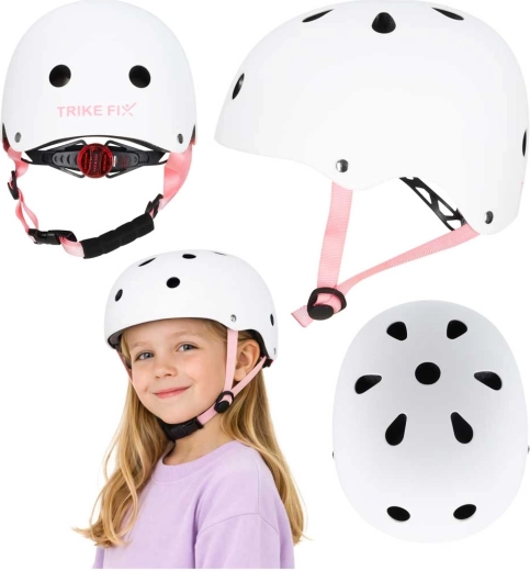 Detská cyklistická prilba s LED TRIKE FIX S 48–54 cm biela