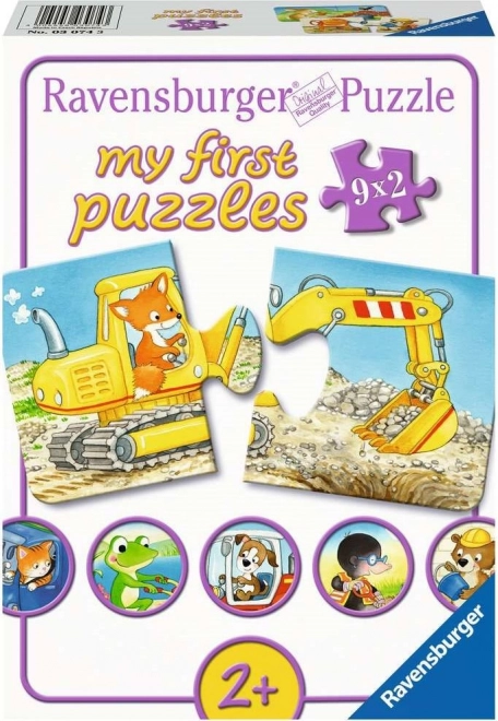 Ravensburger moje prvé puzzle – zvieratká na stavbe 9×2 dielikov