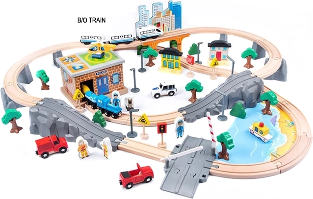 Drevená vláčkodráha na batérie, 95 dielov