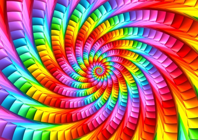 Puzzle Dúhová psychedelická špirála 1000 dielikov