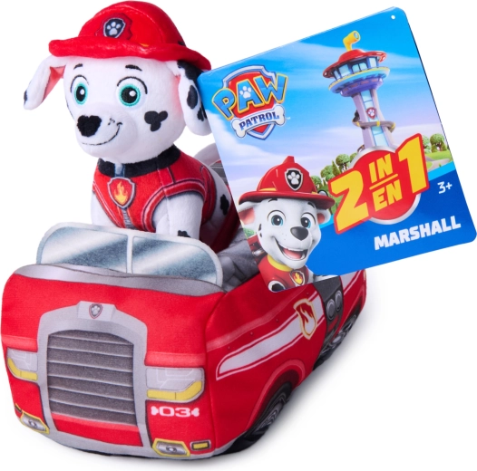 paw patrol marshall 2v1 plyšák s hasičským autíčkom 22 cm
