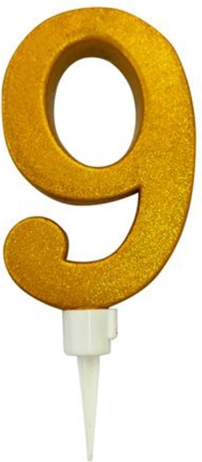 Tortová sviečka číslo 9 zlatá 16 cm