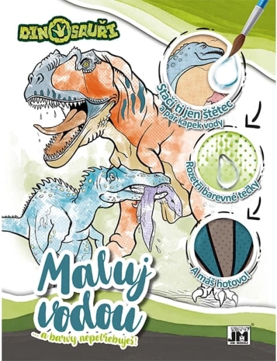 Maľuj vodou A4 dinosaury