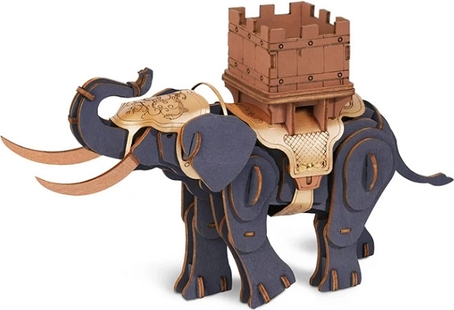 RoboTime 3D drevená skladačka bojový slon