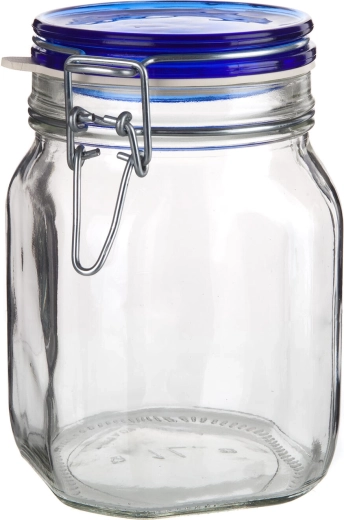 Hermetická sklenená dóza 1 l s pákovým uzáverom Fido Blue
