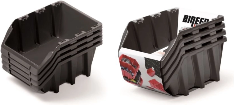 Sada úložných boxov Bineer Long, 4 ks, čierna