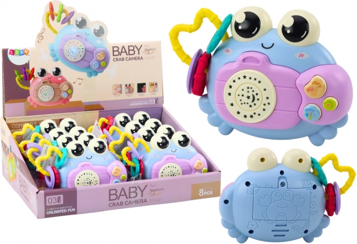 Krabí fotoaparát hrkálka Projektor zvuky batérie modrý