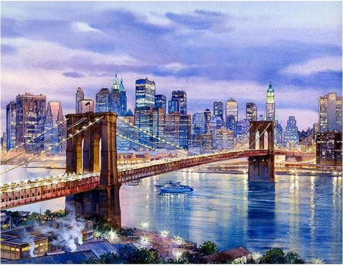Diamantové maľovanie New York – Brooklynský most 30 × 40 cm