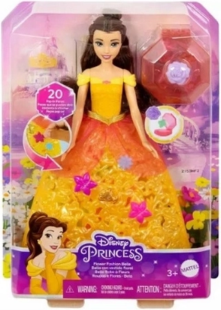 Disney Princess Bella (Kráska a zviera) bábika v kvetinových šatách - 1 kus