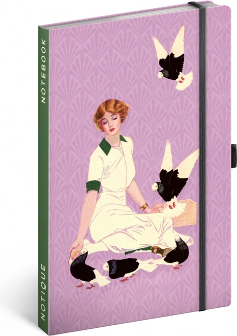 Zápisník NOTIQUE Holuby od Kateřiny Winterovej, linajkovaný 13 × 21 cm