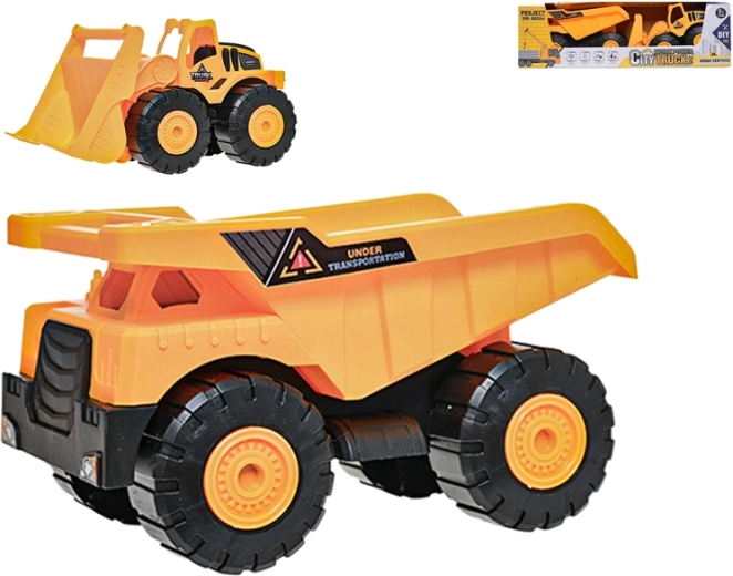 Súprava stavebných vozidiel – bager nakladač 24 cm a sklápačka 26 cm